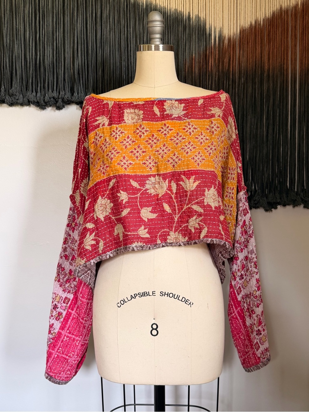 Kantha Bae Abundance Crop Top Long Sleeves Reversible Free Size - Picture 5 of 7